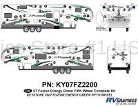 68 Piece 2007 Fuzion Fifth Wheel Complete Graphics Kit-CUSTOM GREEN