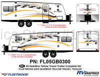 23 Piece 2005 Gearbox Travel Trailer Complete Graphics Kit Yellow Version