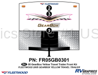 3 Piece 2005 Gearbox Travel Trailer Front Graphics Kit Yellow Version