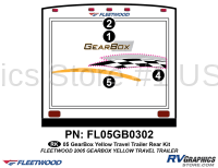 4 Piece 2005 Gearbox Travel Trailer Rear Graphics Kit Yellow Version