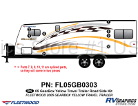 8 Piece 2005 Gearbox Travel Trailer Roadside Graphics Kit Yellow Version
