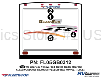 4 Piece 2005 Gearbox Travel Trailer Rear Graphics Kit Yellow-Red Version