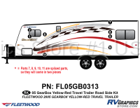 8 Piece 2005 Gearbox Travel Trailer Roadside Graphics Kit Yellow-Red Version