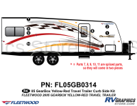 8 Piece 2005 Gearbox Travel Trailer Curbside Graphics Kit Yellow-Red Version