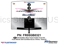 3 Piece 2005 Gearbox Travel Trailer Front Graphics Kit Blue Version