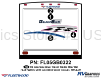 4 Piece 2005 Gearbox Travel Trailer Rear Graphics Kit Blue Version