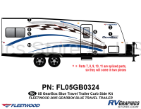 8 Piece 2005 Gearbox Travel Trailer Curbside Graphics Kit Blue Version