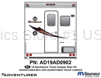 2 Piece 2019 Adventurer Truck Camper Rear Graphics Kit