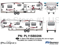 43 Piece 2011 Sabre Fifth Wheel Complete Graphics Kit-No Logos