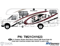 19 Piece 2021 Chateau Motorhome Roadside Graphics Kit Red Version-Short Length