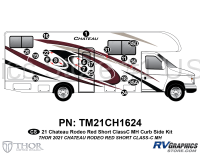 19 Piece 2021 Chateau Motorhome Curbside Graphics Kit Red Version-Short Length
