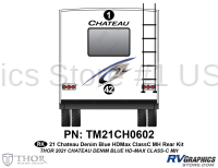 2 Piece 2021 Chateau Motorhome Rear Graphics Kit Blue Version
