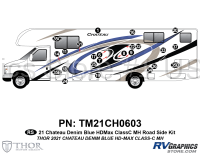 24 Piece 2021 Chateau Motorhome Roadside Graphics Kit Blue Version