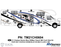 21 Piece 2021 Chateau Motorhome Curbside Graphics Kit Blue Version-Partial Paint