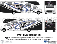48 Piece 2021 Chateau Motorhome Complete Graphics Kit Blue Version-Partial Paint