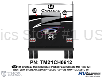 4 Piece 2021 Chateau Motorhome Rear Graphics Kit Blue Version-Partial Paint