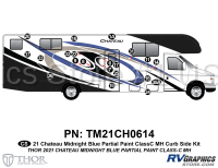 21 Piece 2021 Chateau Motorhome Curbside Graphics Kit Blue Version-Partial Paint