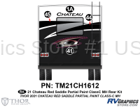 4 Piece 2021 Chateau Motorhome Rear Graphics Kit Red Version-Partial Paint