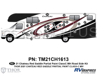 21 Piece 2021 Chateau Motorhome Roadside Graphics Kit Red Version-Partial Paint