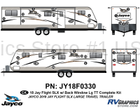32 Piece 2018 Jay Flight SLX Long Travel Trailer Complete Graphics Kit-With Rear Window