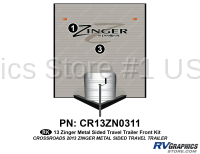 2 Piece 2013 Zinger Metal Wall Travel Trailer Front Graphics Kit