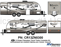 26 Piece 2013 Zinger Fiberglass Wall Travel Trailer Complete Graphics Kit