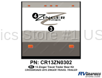 2 Piece 2013 Zinger Fiberglass Wall Travel Trailer Rear Graphics Kit