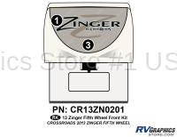2 Piece 2013 Zinger Fiberglass Wall Fifth Wheel Front Graphics Kit