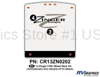 2 Piece 2013 Zinger Fiberglass Wall Fifth Wheel Rear Graphics Kit