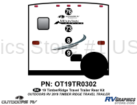 4 Piece 2019 Timber Ridge Mountain Series Travel Trailer Rear Graphics Kit