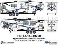 62 Piece 2015 Stellar Fifth Wheel Blue Version Complete Graphics Kit
