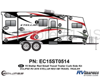 16 Piece 2015 Stellar Small Travel Trailer Red Version Curbside Graphics Kit