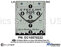 7 Piece 2015 Stellar Fifth Wheel White on Gray Version Rear Graphics Kit