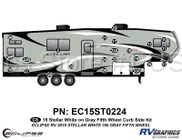 24 Piece 2015 Stellar Fifth Wheel White on Gray Version Curbside Graphics Kit