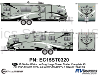 56 Piece 2015 Stellar Lg Travel Trailer White on Gray Version Complete Graphics Kit