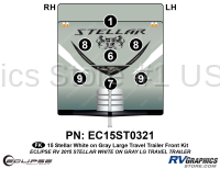 7 Piece 2015 Stellar Lg Travel Trailer White on Gray Version Front Graphics Kit