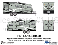 46 Piece 2015 Stellar Small Travel Trailer White on Gray Version Complete Graphics Kit