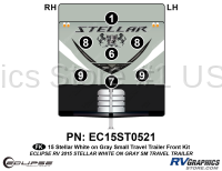 7 Piece 2015 Stellar Small Travel Trailer White on Gray Version Front Graphics Kit