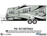 16 Piece 2015 Stellar Small Travel Trailer White on Gray Version Roadside Graphics Kit