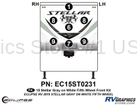 7 Piece 2015 Stellar Fifth Wheel Gray on White Version Front Graphics Kit