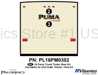 2 Piece 2016 Puma Travel Trailer Rear Graphics Kit