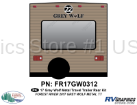 1 Piece 2017 Grey Wolf Travel Trailer Metal Wall Rear Graphics Kit