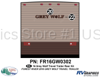 2 Piece 2016 Grey Wolf Travel Trailer Rear Graphics Kit
