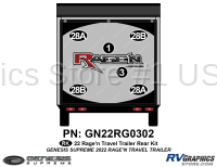 4 Piece 2022 Ragen Travel Trailer Rear Graphics Kit