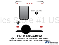 2 Piece 2020 Cougar Small Travel Trailer  Rear Graphics Kit
