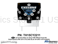 9 Piece 2014 Cyclone FW Front Graphics Kit Blue Gray Version