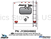 3 Piece 2020 Greyhawk Prestige Motorhome Rear Graphics Kit