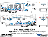 27 piece 2006 Warrior Mainline 40' FW BLUE Complete Graphics Kit-New Premium Digital