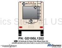 3 Piece 2019 Solitude S-Class Fifth Wheel Rear Graphics Kit