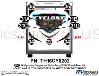 9 Piece 2016 Cyclone FW Copper White Rear Graphics Kit
